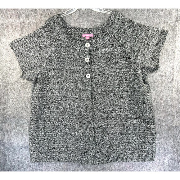 Woman Within Sweater Women's 2X 26/28 Short Sleeve Button Up Cardigan Knit Gray - Picture 1 of 10